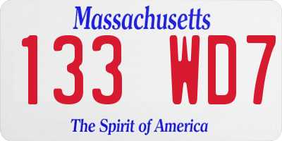 MA license plate 133WD7