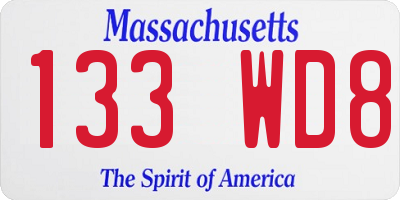MA license plate 133WD8