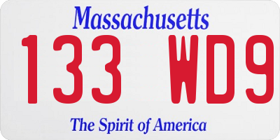 MA license plate 133WD9