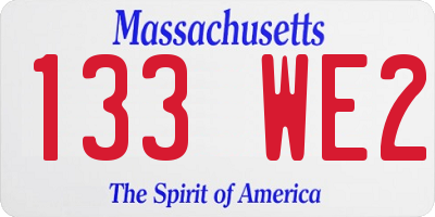MA license plate 133WE2