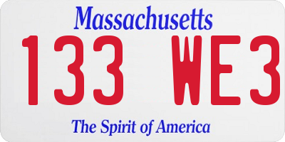 MA license plate 133WE3