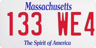 MA license plate 133WE4