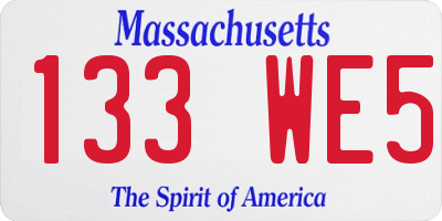 MA license plate 133WE5