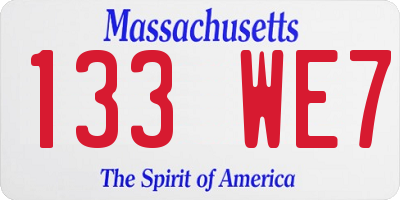 MA license plate 133WE7