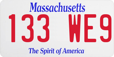 MA license plate 133WE9