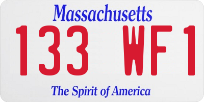 MA license plate 133WF1