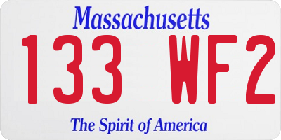 MA license plate 133WF2