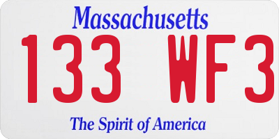 MA license plate 133WF3