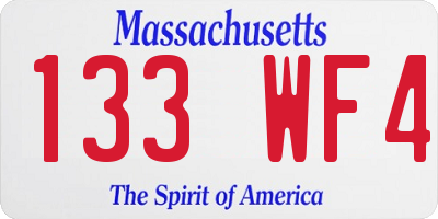 MA license plate 133WF4