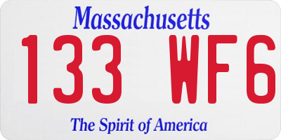 MA license plate 133WF6