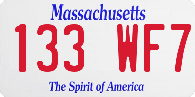 MA license plate 133WF7