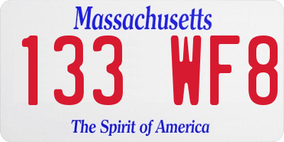 MA license plate 133WF8