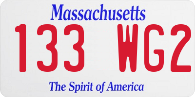 MA license plate 133WG2