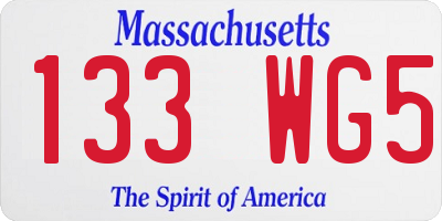 MA license plate 133WG5
