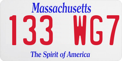 MA license plate 133WG7