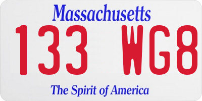 MA license plate 133WG8
