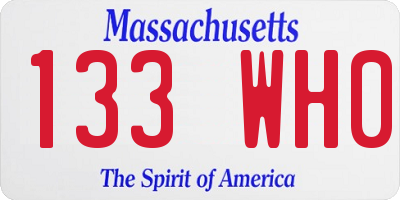 MA license plate 133WH0