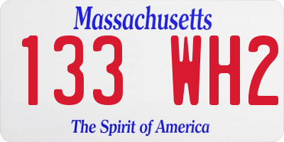 MA license plate 133WH2