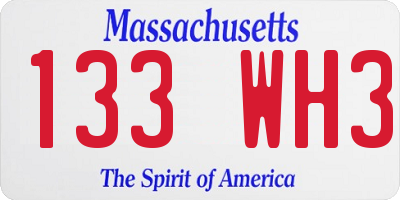 MA license plate 133WH3