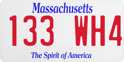 MA license plate 133WH4