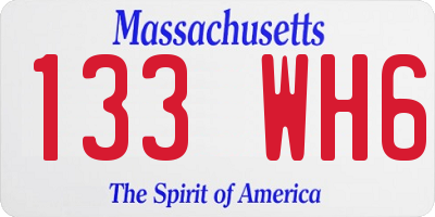 MA license plate 133WH6