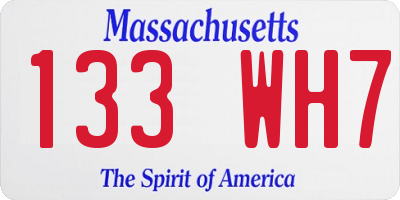 MA license plate 133WH7