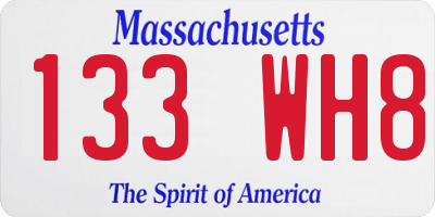 MA license plate 133WH8