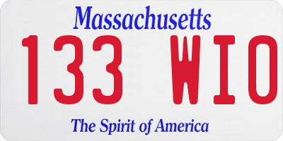 MA license plate 133WI0