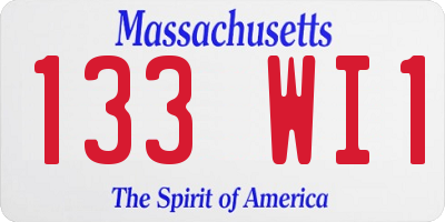 MA license plate 133WI1