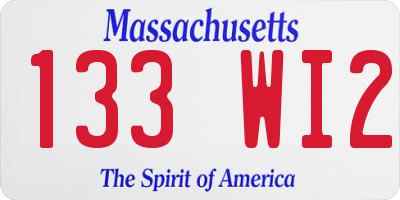 MA license plate 133WI2