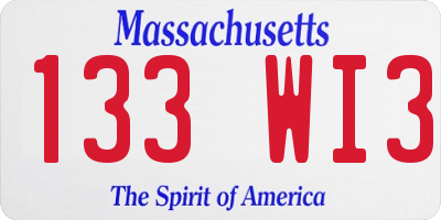 MA license plate 133WI3