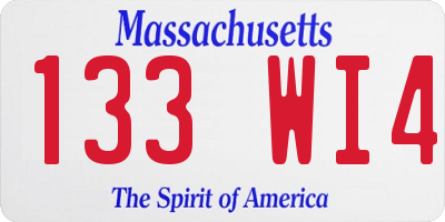 MA license plate 133WI4