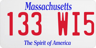 MA license plate 133WI5