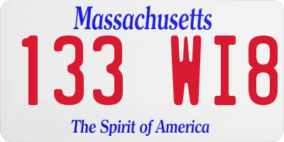 MA license plate 133WI8