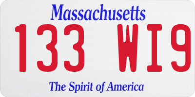 MA license plate 133WI9