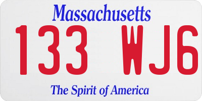 MA license plate 133WJ6