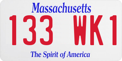 MA license plate 133WK1