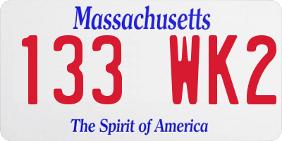 MA license plate 133WK2