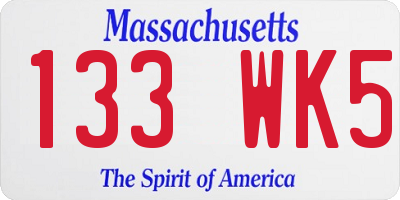 MA license plate 133WK5