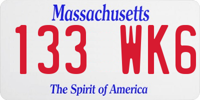 MA license plate 133WK6