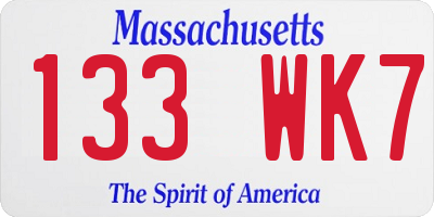 MA license plate 133WK7