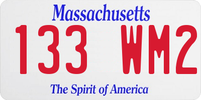 MA license plate 133WM2