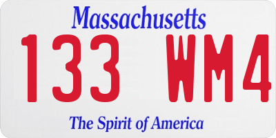 MA license plate 133WM4