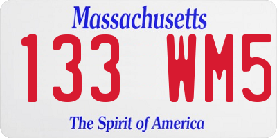MA license plate 133WM5