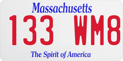 MA license plate 133WM8