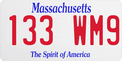 MA license plate 133WM9