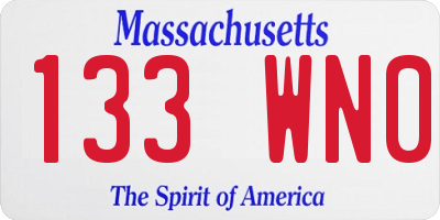 MA license plate 133WN0
