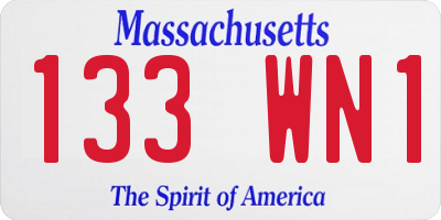 MA license plate 133WN1