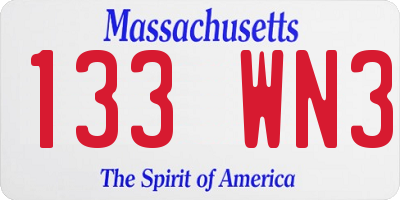 MA license plate 133WN3