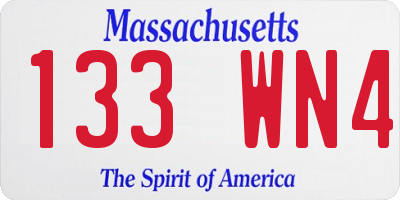 MA license plate 133WN4